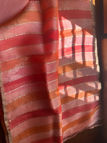 SILK ORGANZA SAREE PURE KORA SONA ROOPA RANGKAT