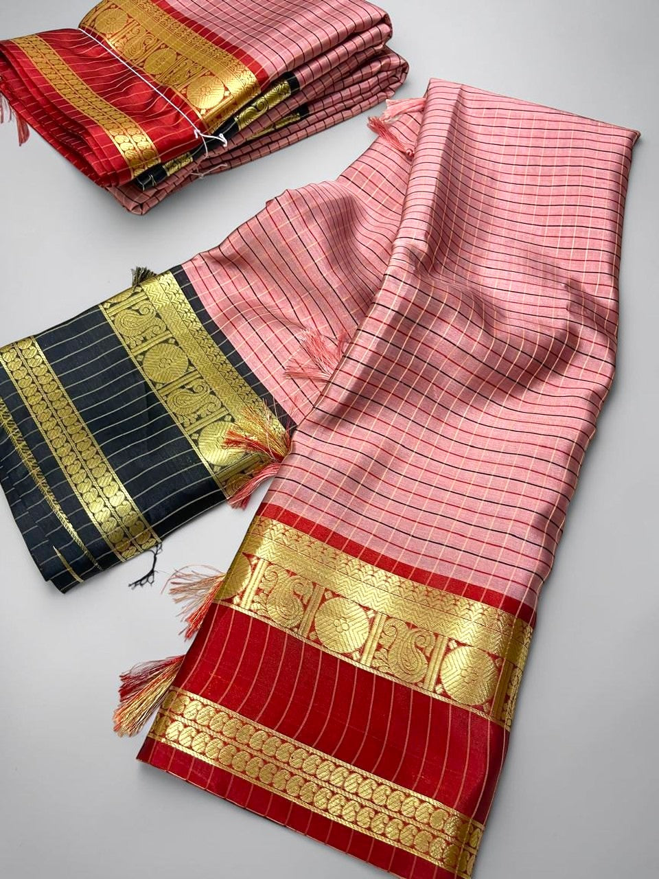 pink semi silk saree