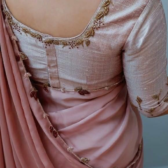 Pink organza Handwork saree