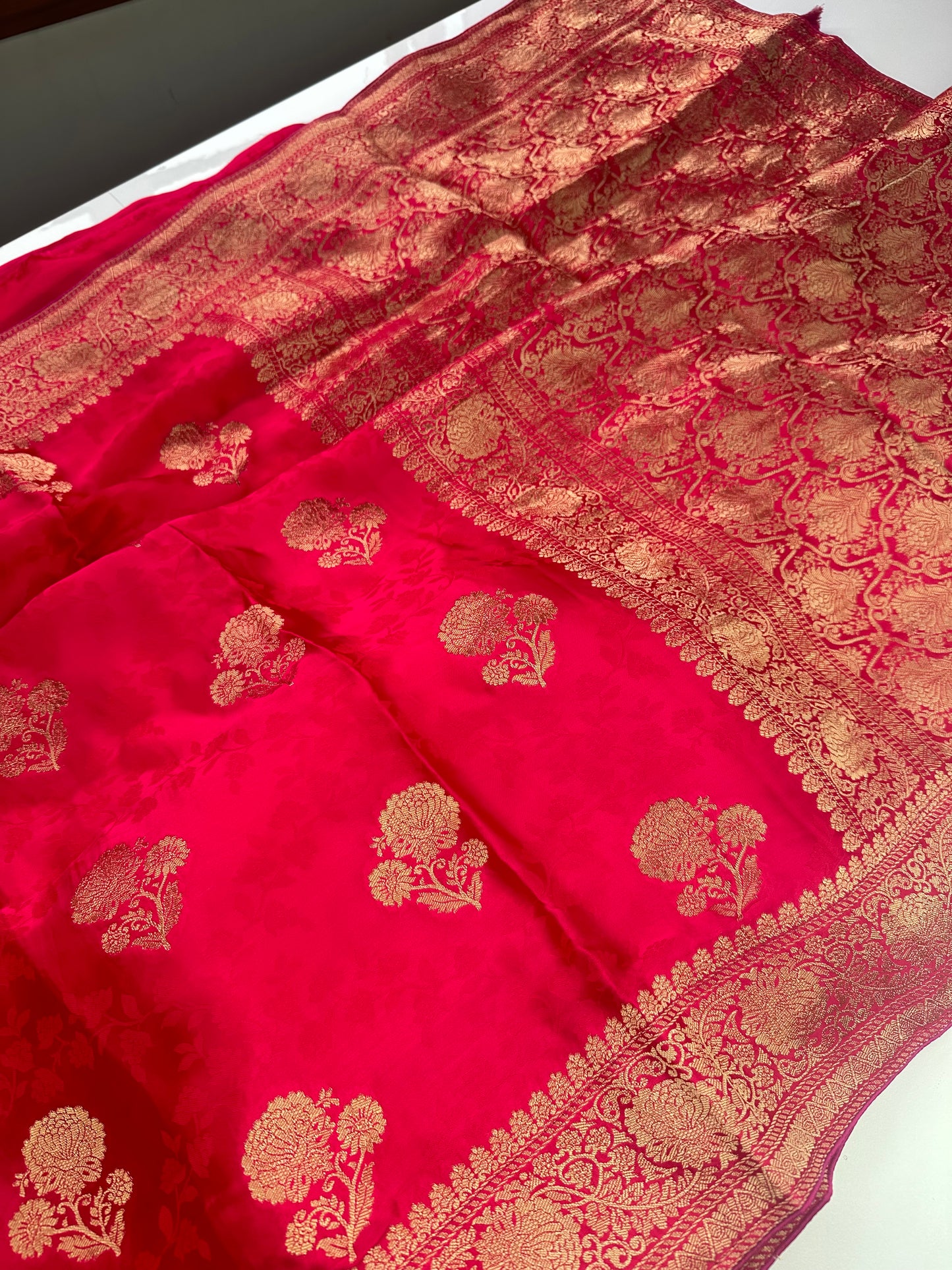 Rani pink mashru satin saree