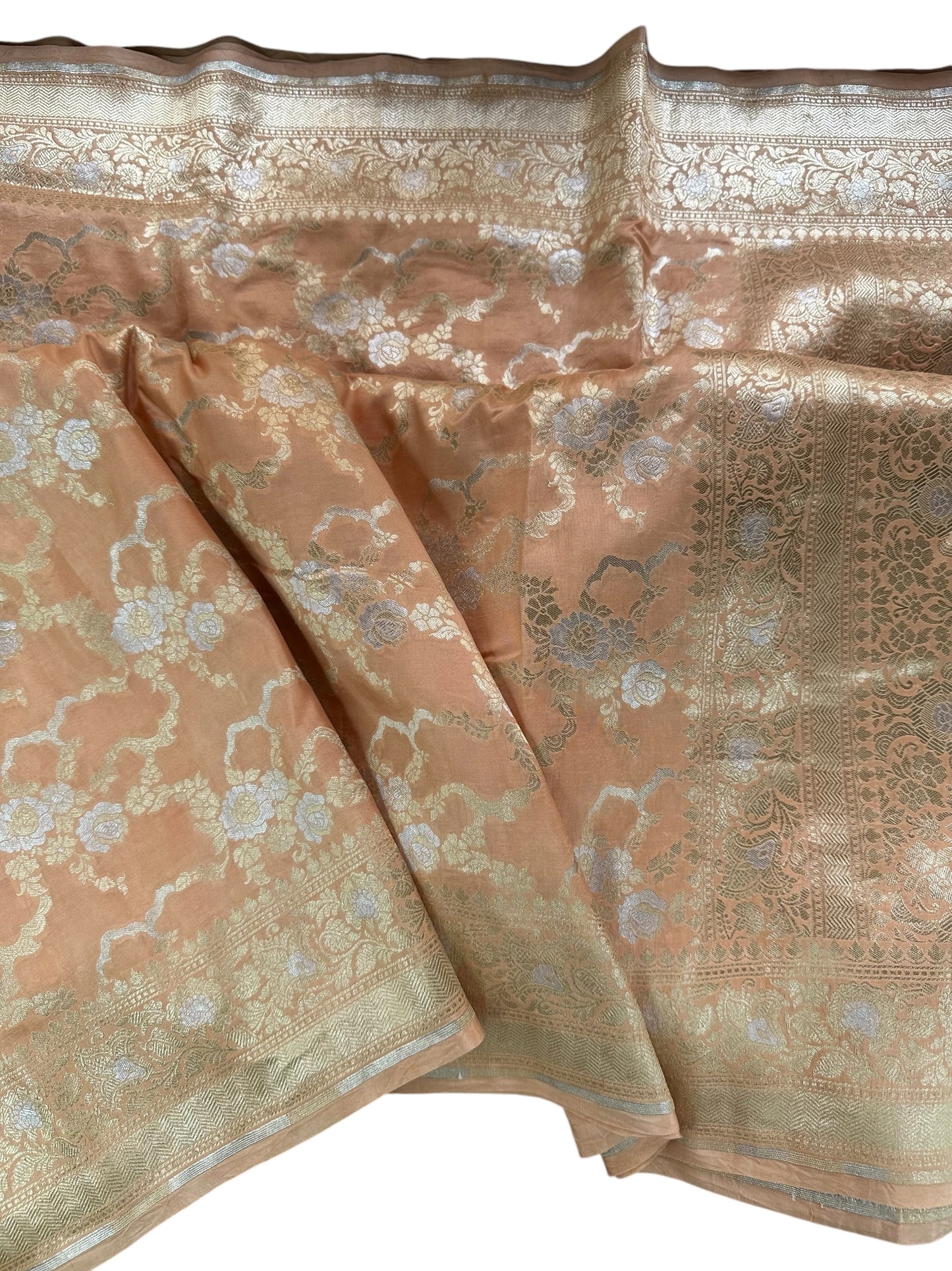 Light orange Katan by Katan pure silk saree