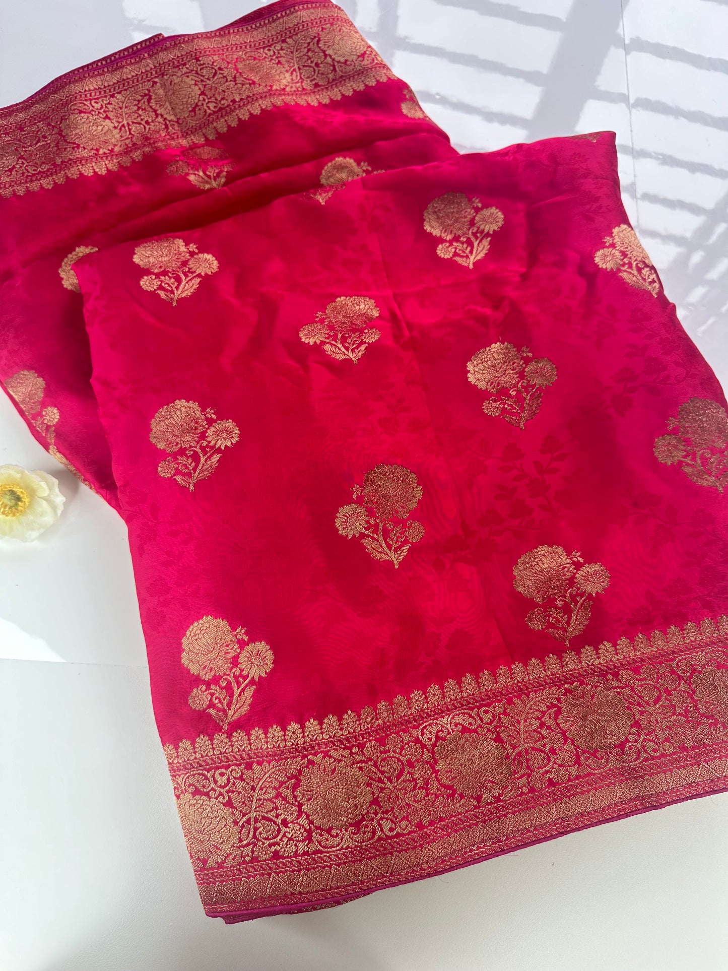 Rani pink mashru satin saree