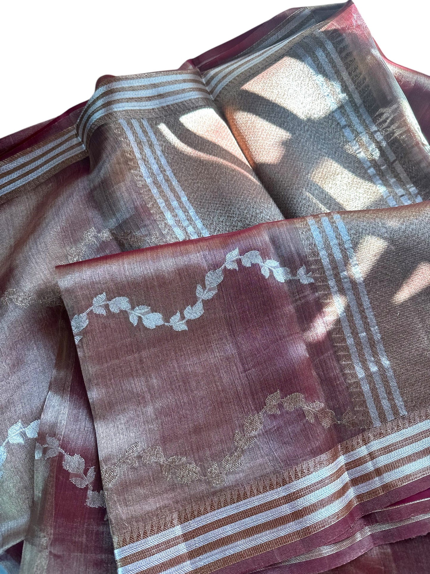 Maroon pure tissue organza saree
