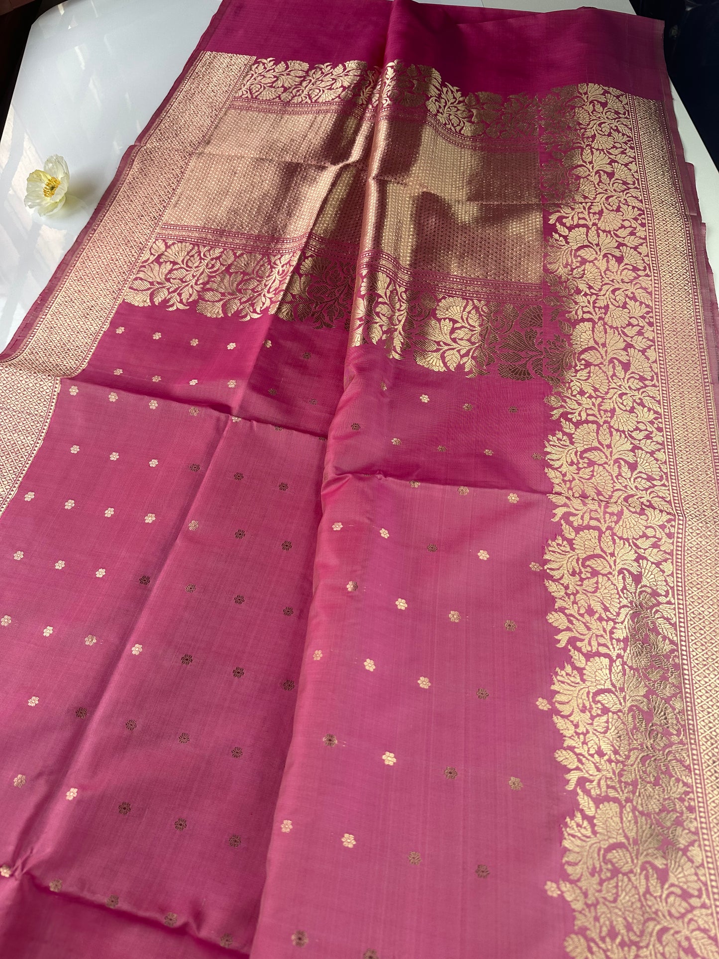 Pink pure Banarasi silk saree