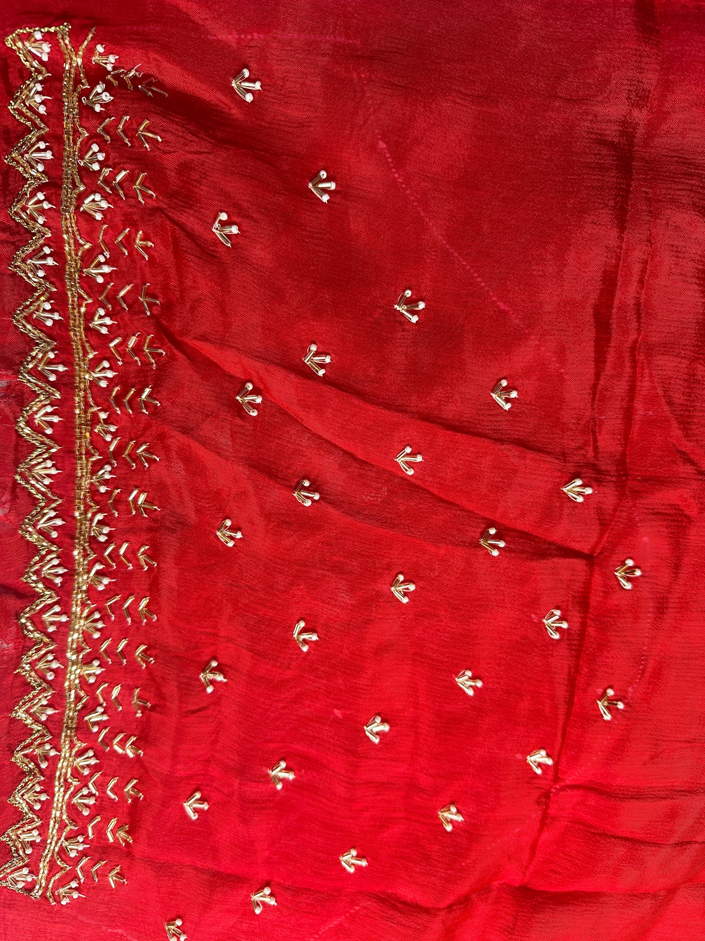 ORANGE - RED CREPE SAREE