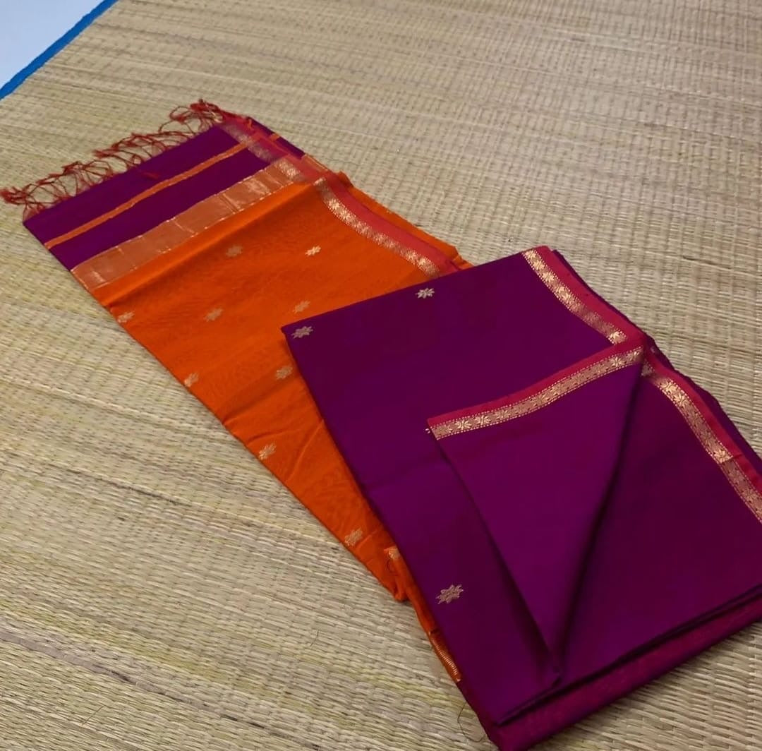 Magenta pink-Red Star handloom silk saree