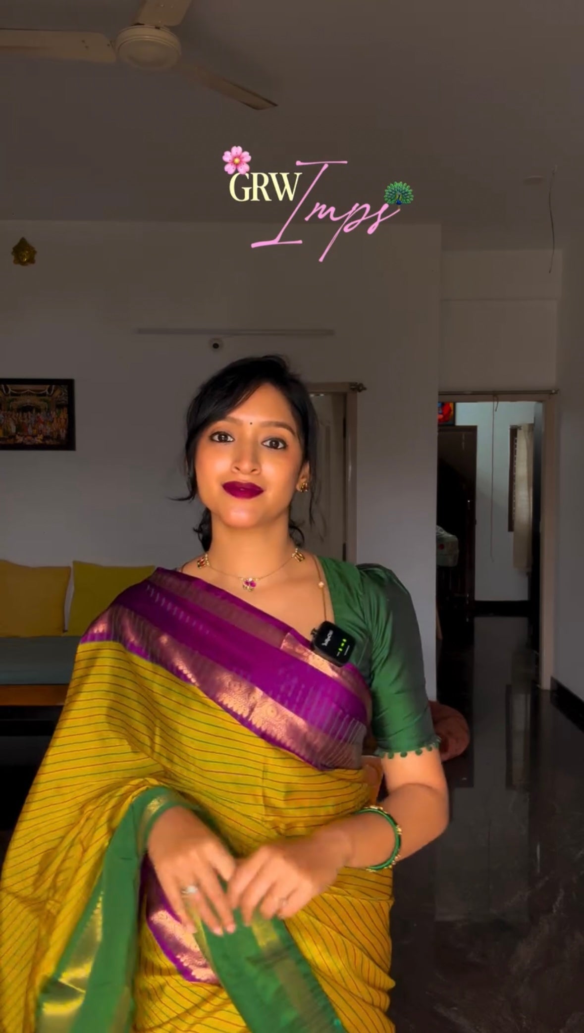 Mustard yellow semi silk saree