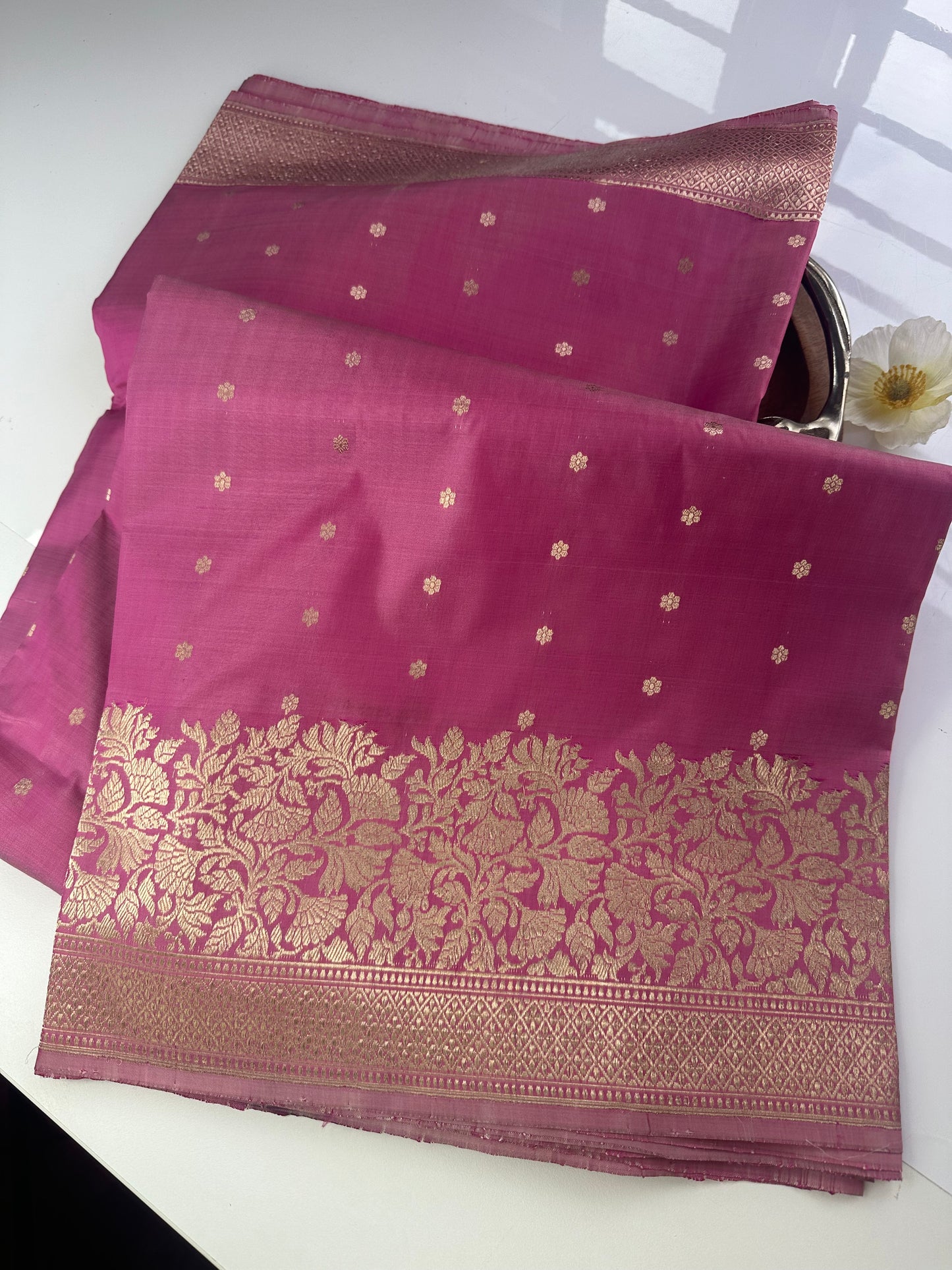 Pink pure Banarasi silk saree