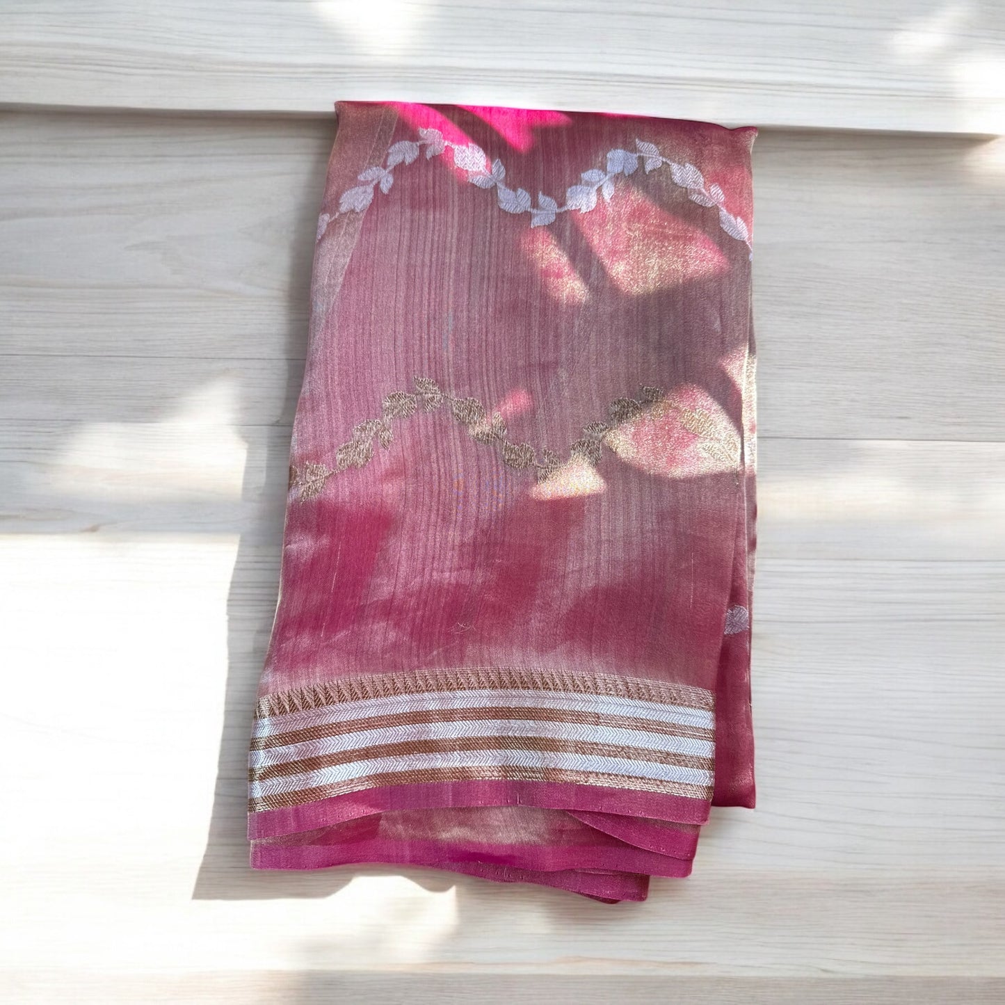 Pink pure tissue organza saree