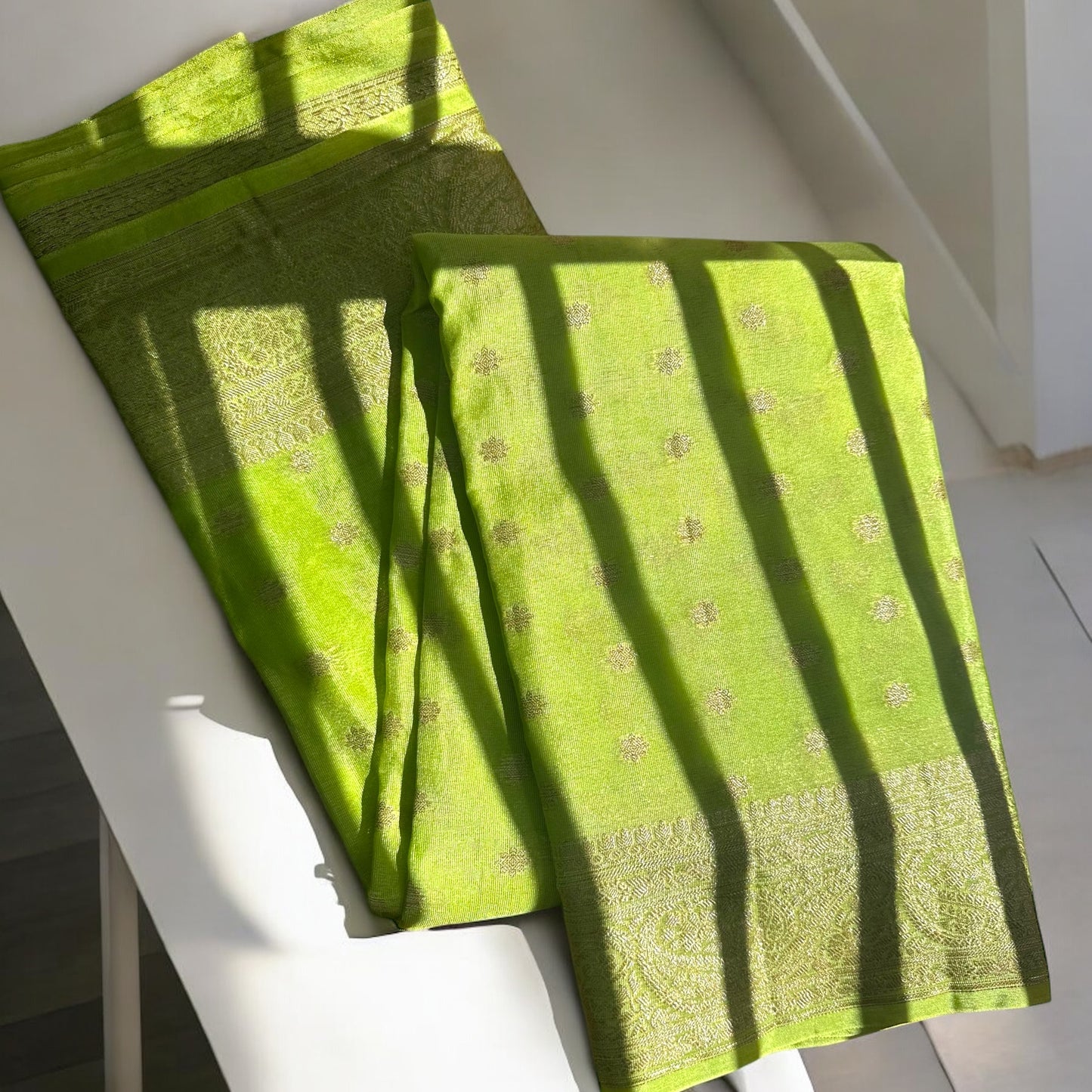 Parrot green netra crepe saree