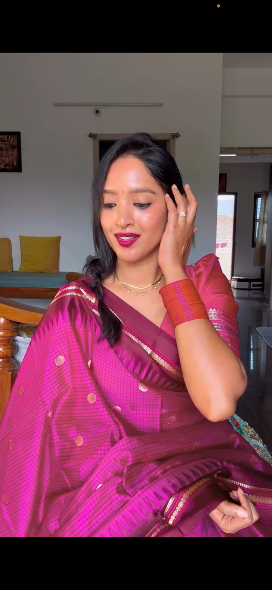 Magenta pink semi silk saree