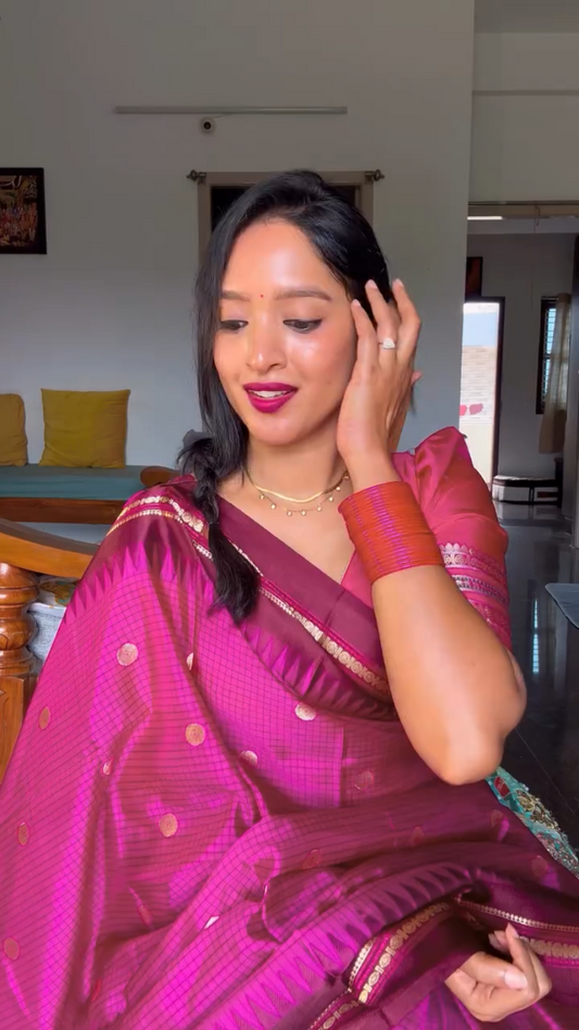Magenta pink semi silk saree