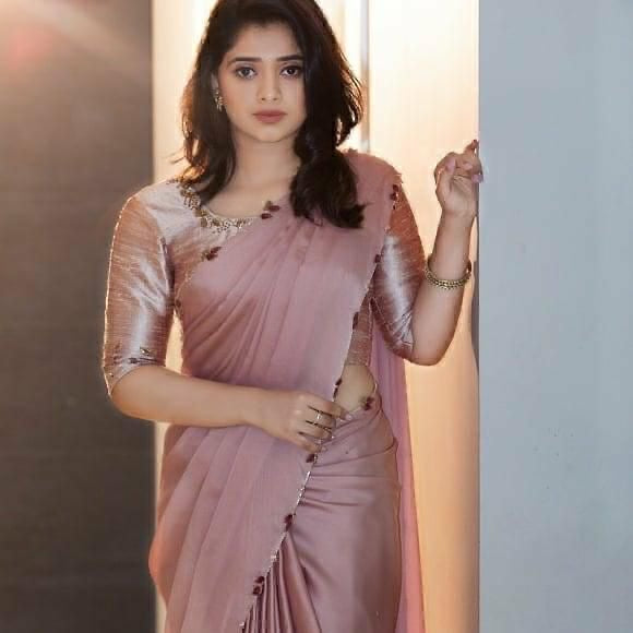 Pink organza Handwork saree