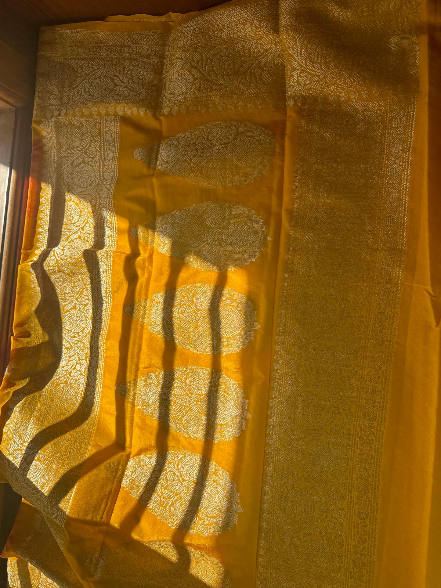 Yellow - red warm soft saree