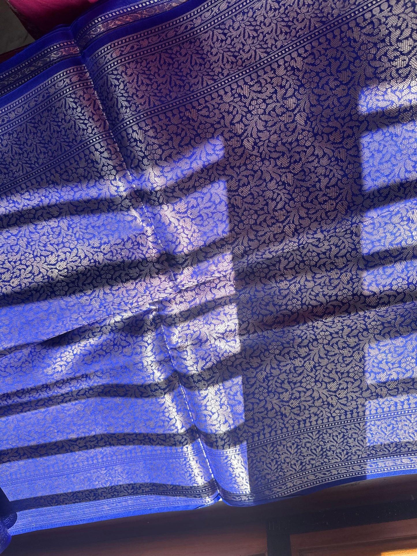 Blue pure chiniya silk saree