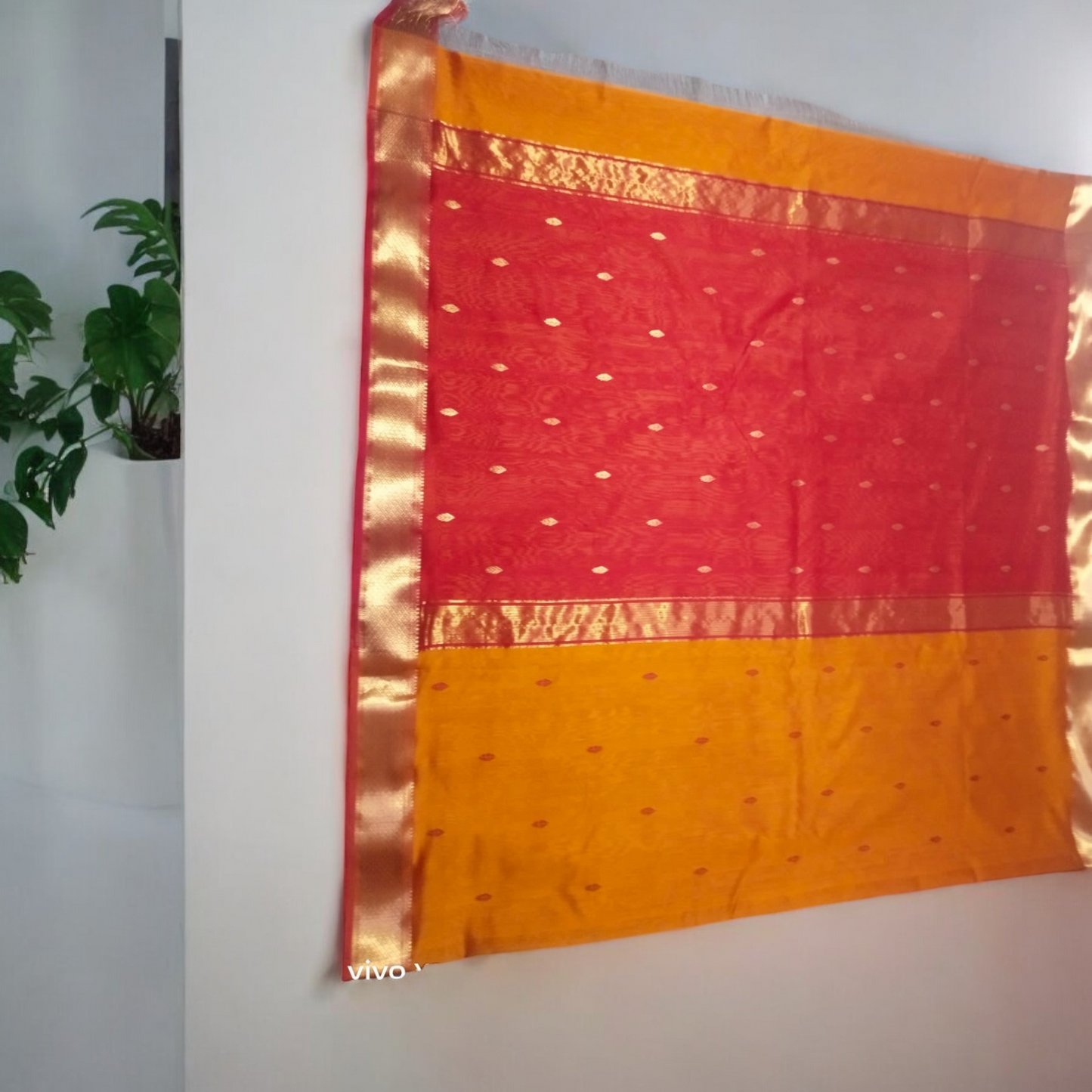 orange pink handloom silk saree