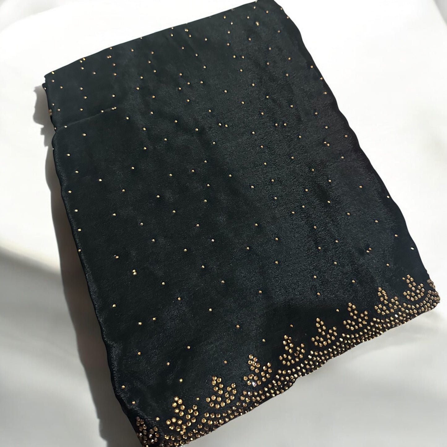 Black Chinnon crepe with diamond work saree