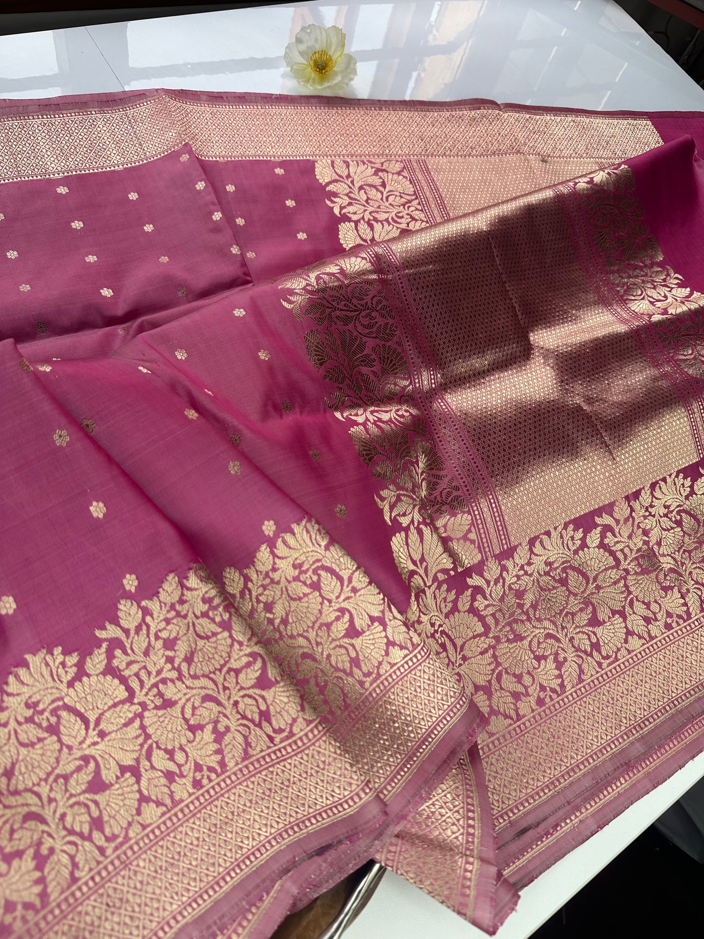 Pink pure Banarasi silk saree