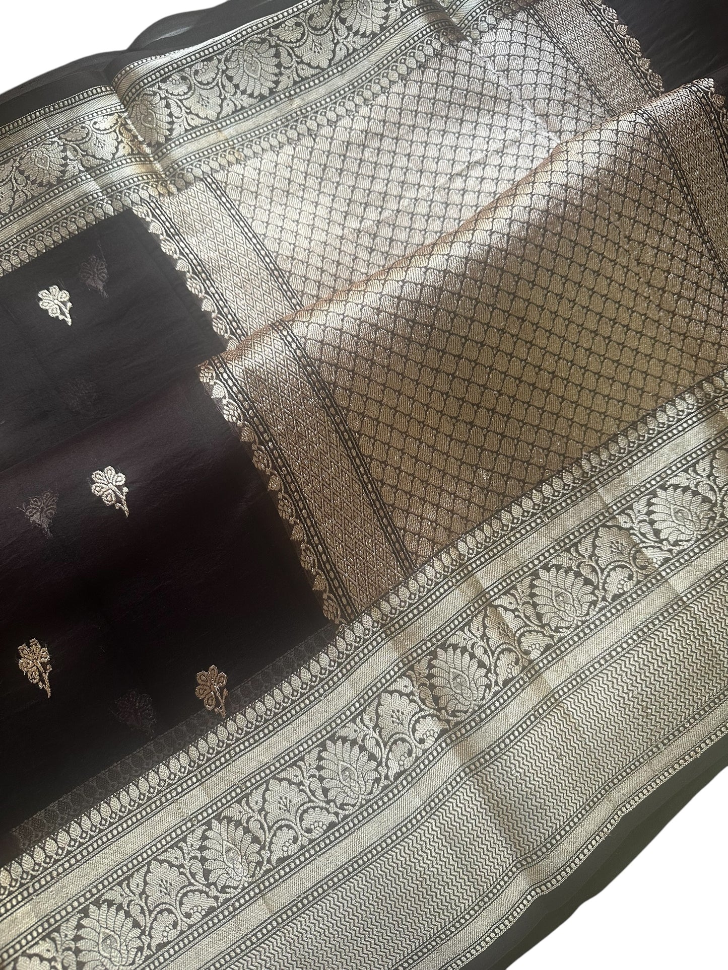 Coffee brown- Rani pink Pure organza silk saree
