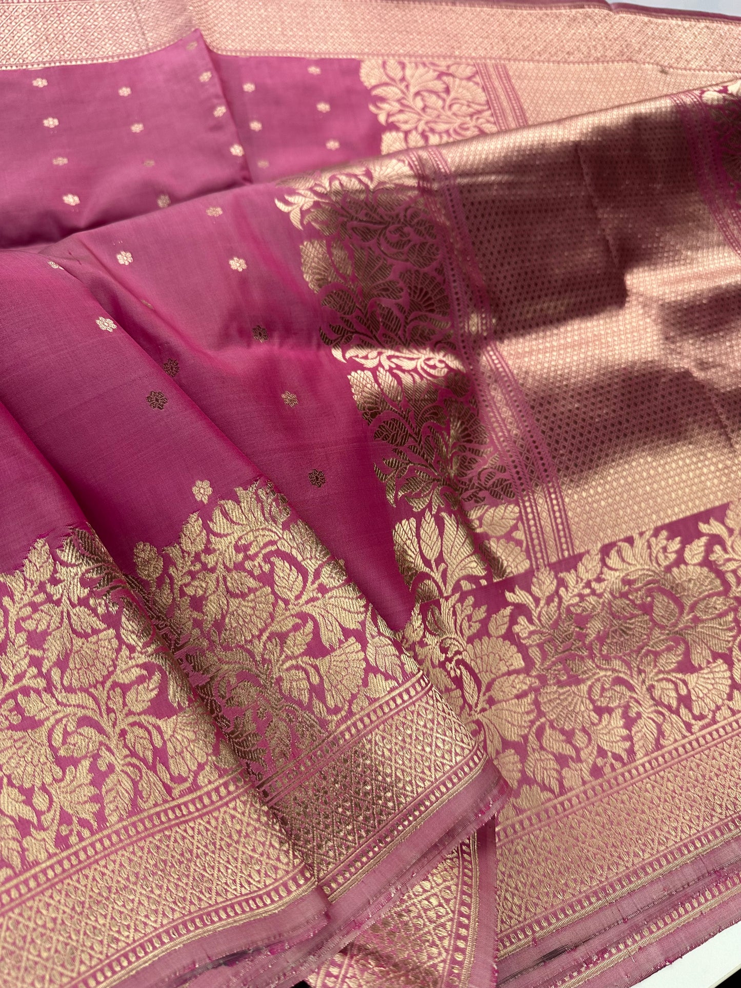 Pink pure Banarasi silk saree