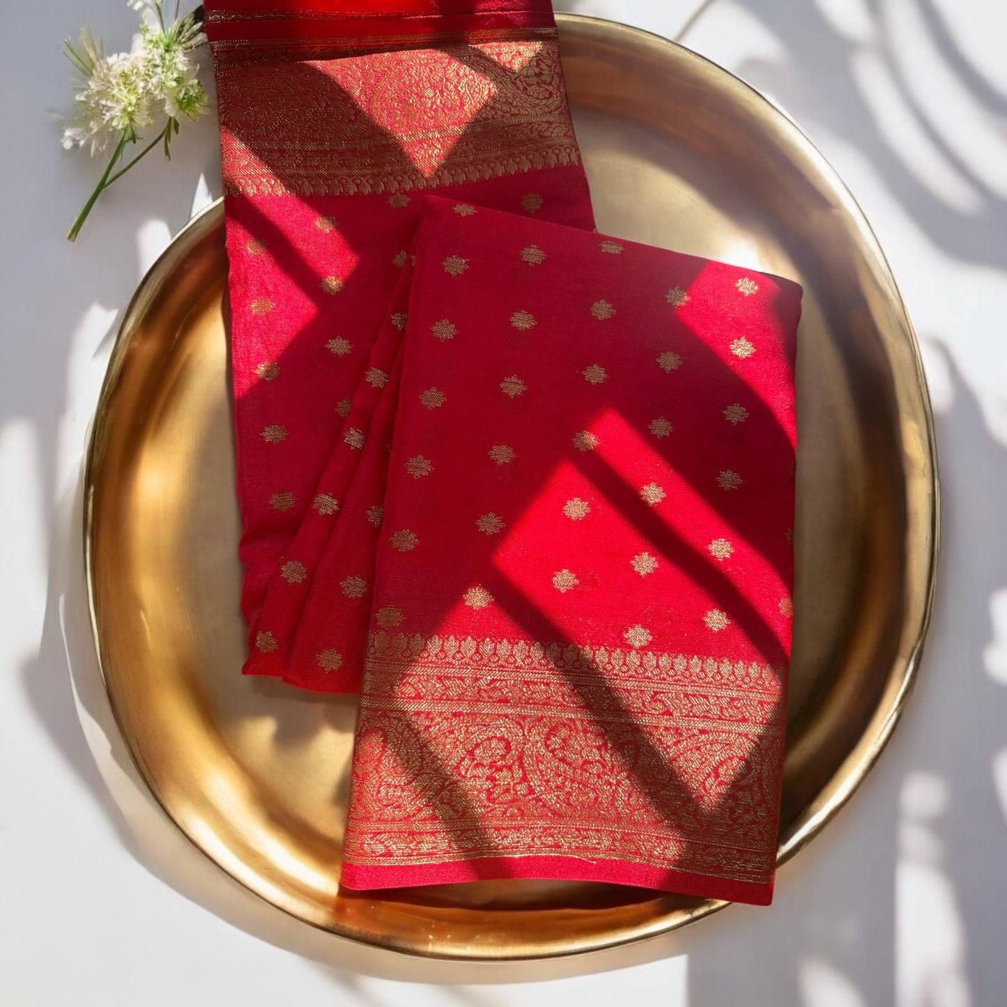 Red netra crepe saree