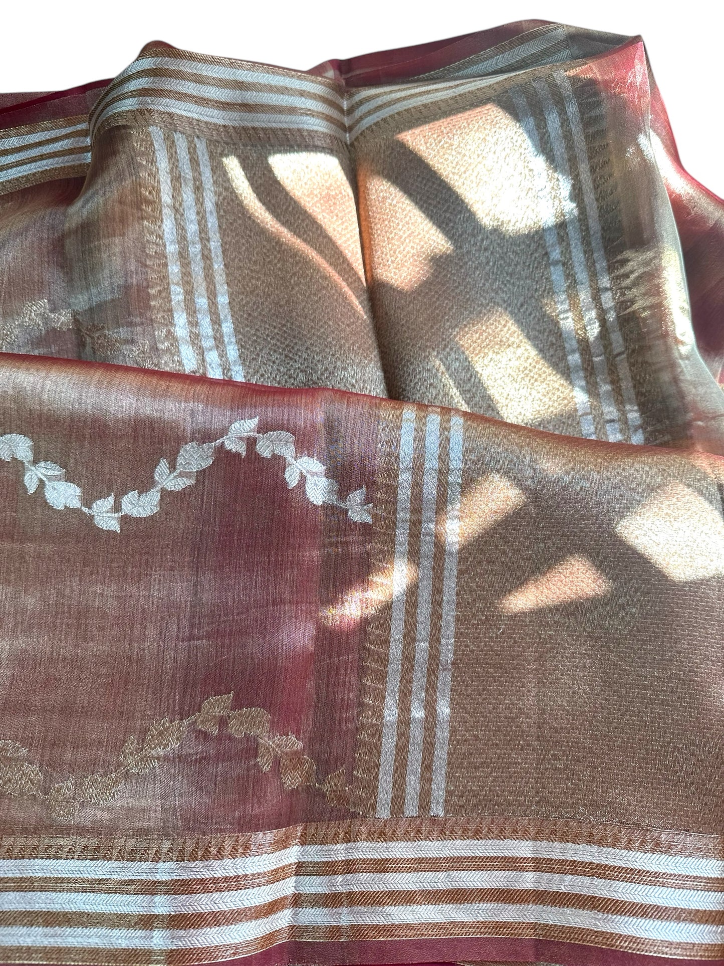 Maroon pure tissue organza saree