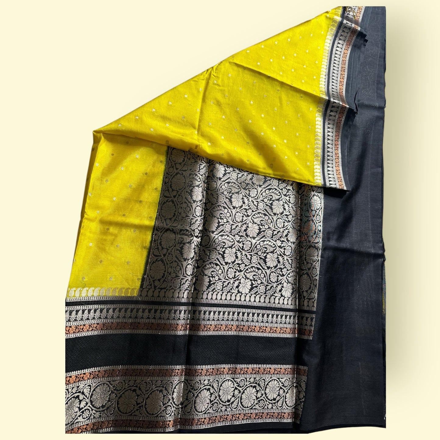 Yellow-black Soft Georgette saree