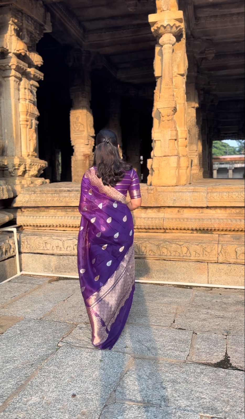 Nethra purple handloom pure organza saree