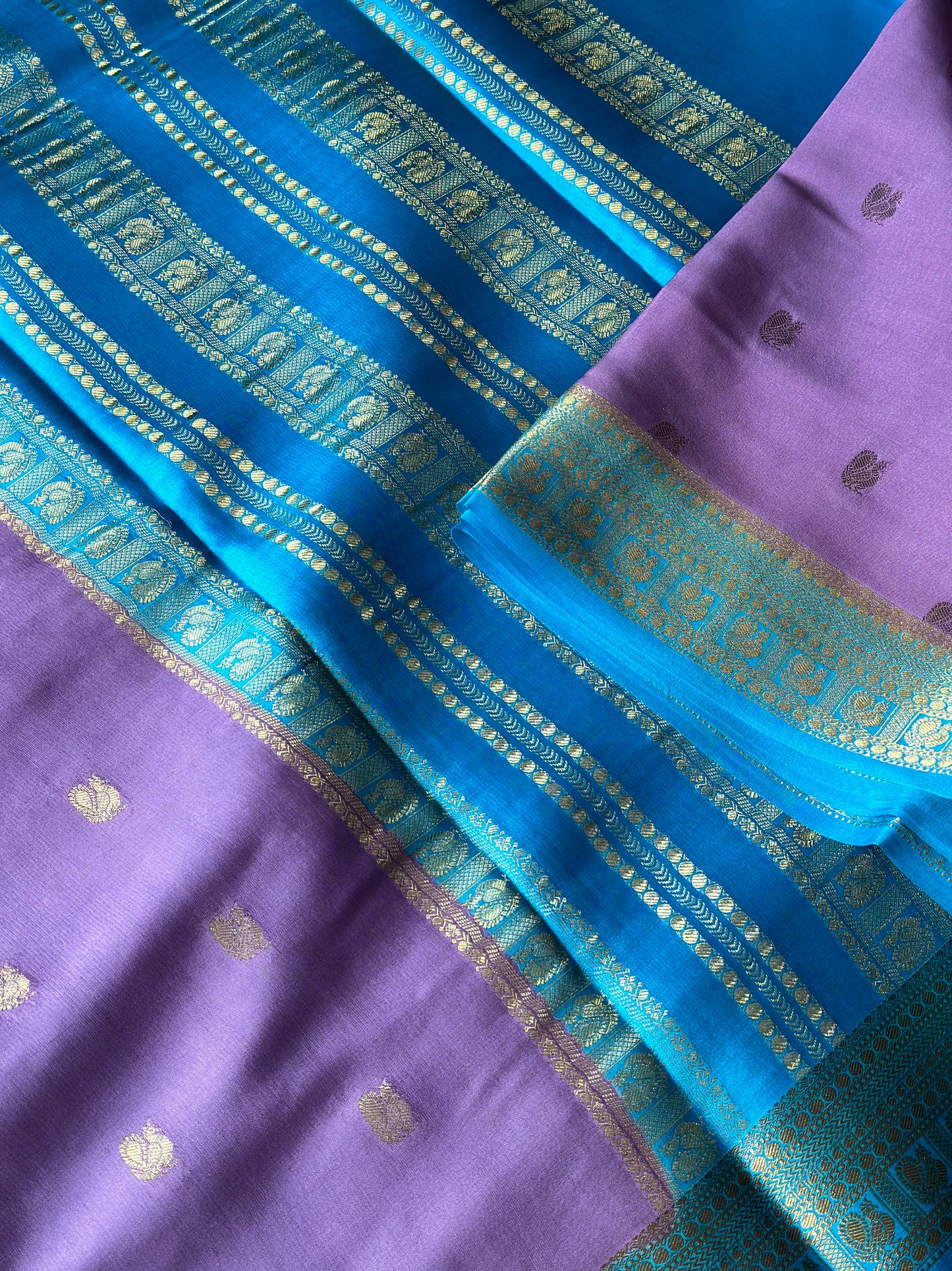 Pink- teal green pure crepe butta silk saree