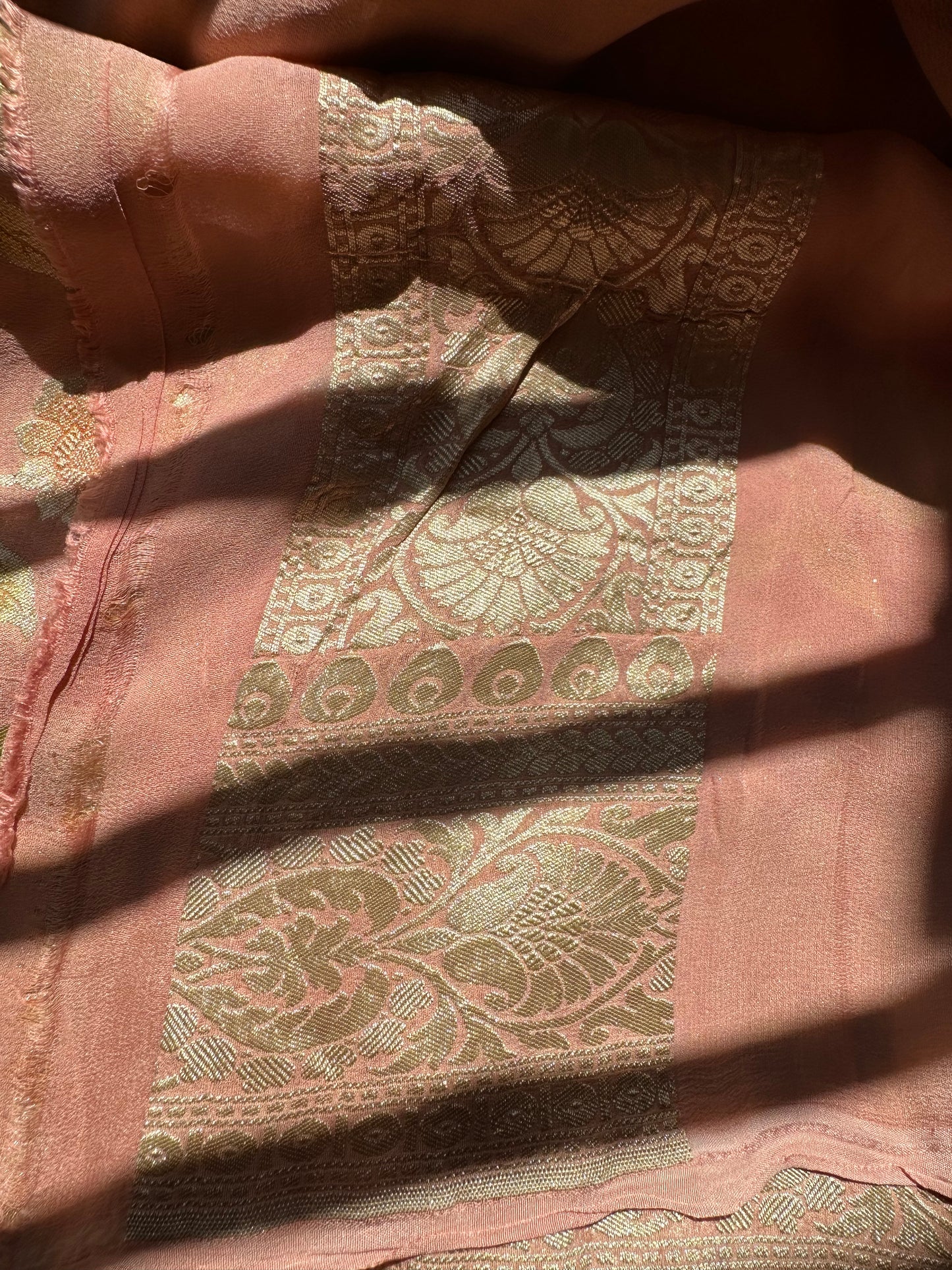 Pink pure georgette saree