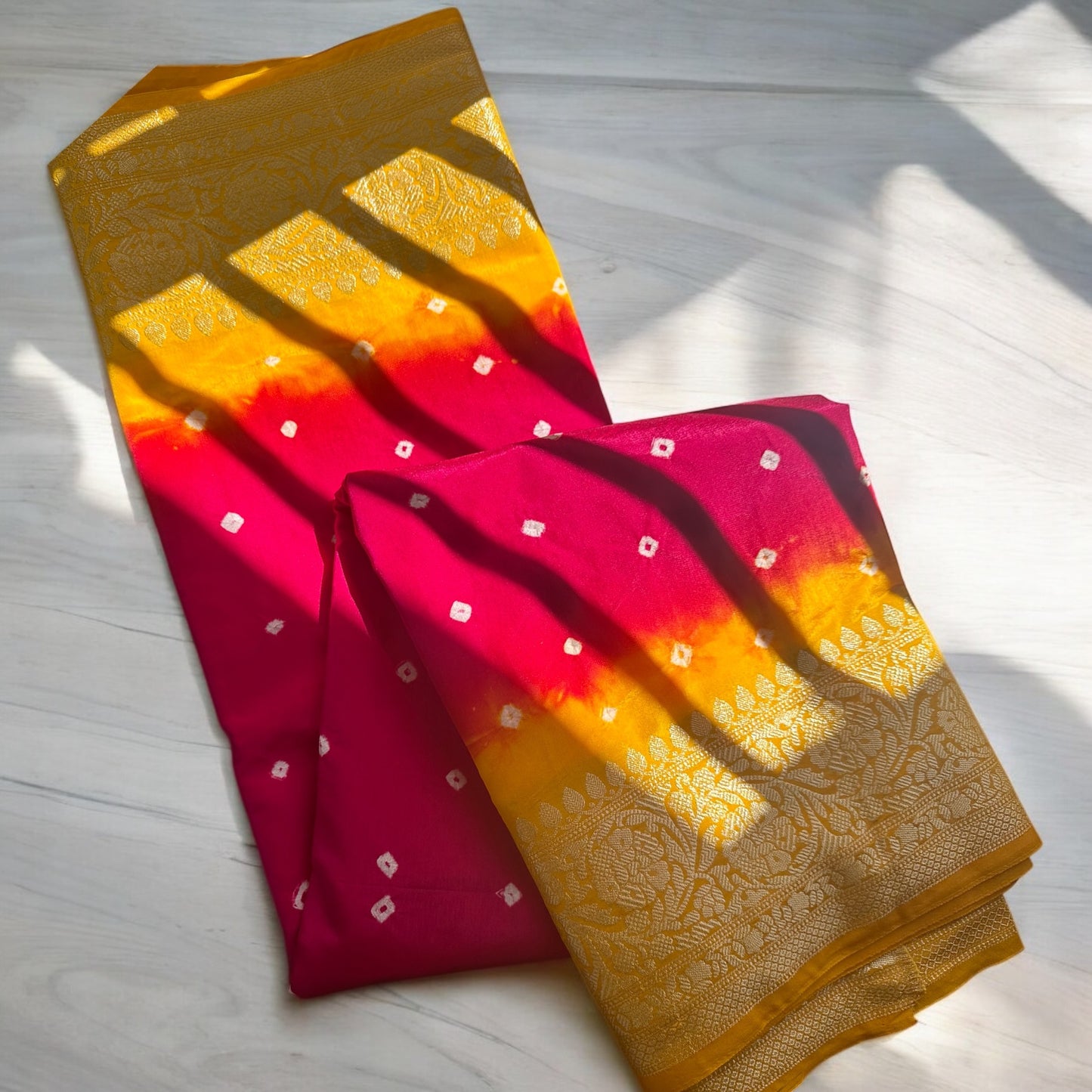 Yellow - red warm soft saree