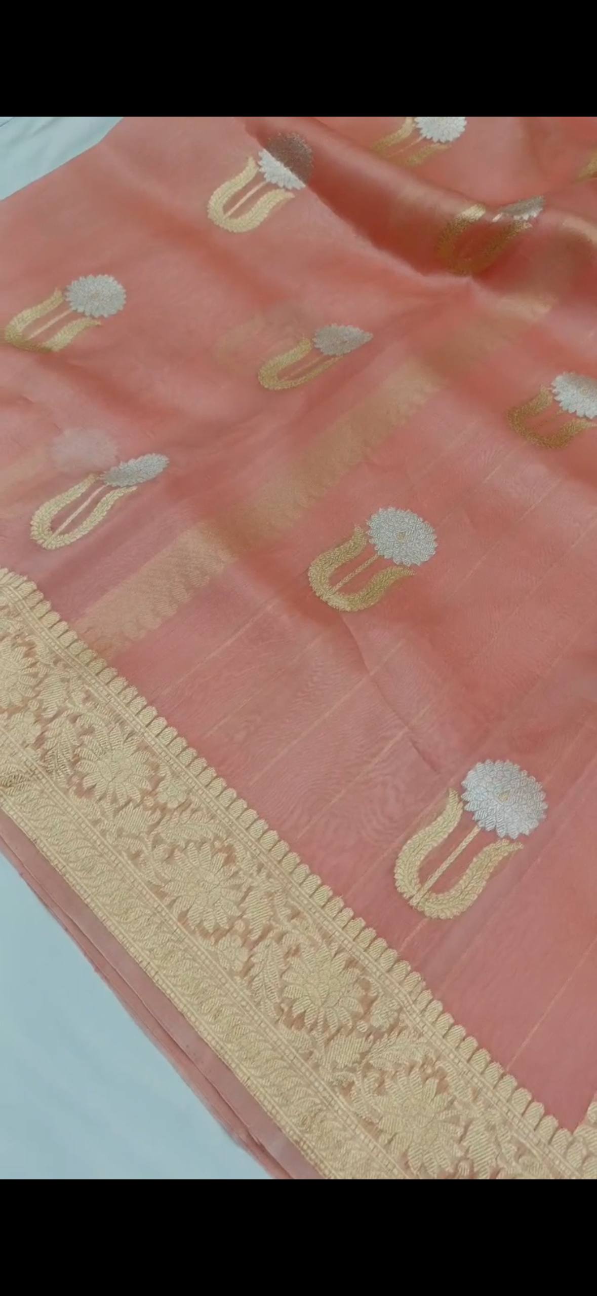 Peach rekha ji Pure organza silk saree