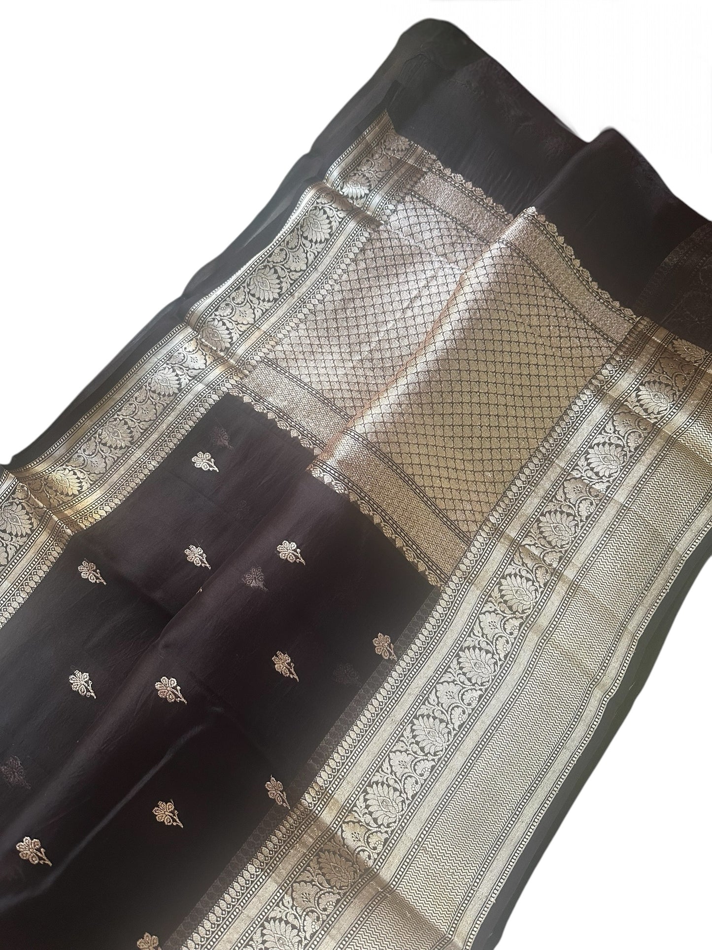 Coffee brown- Rani pink Pure organza silk saree