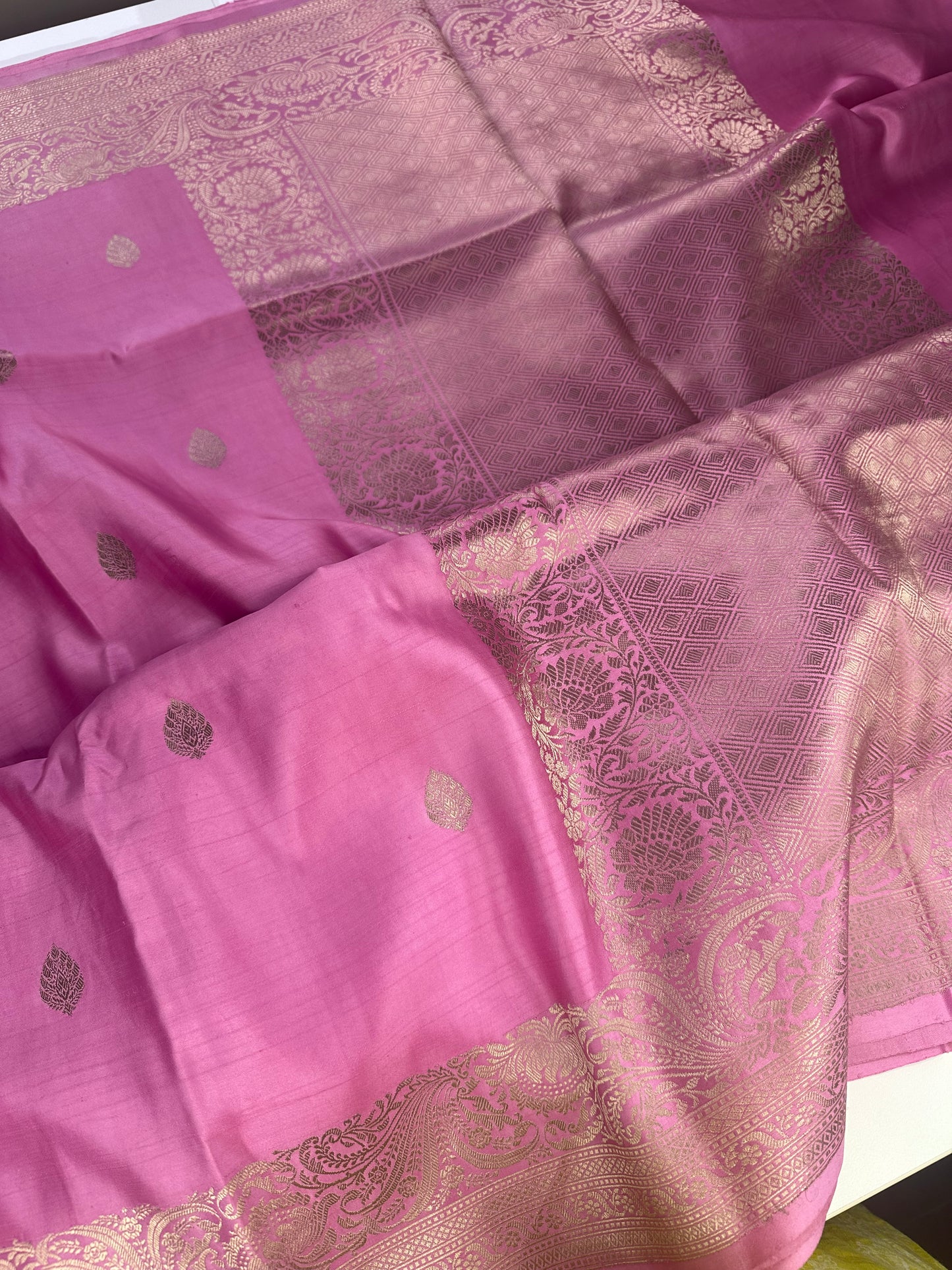 Pink pure mashru silk saree