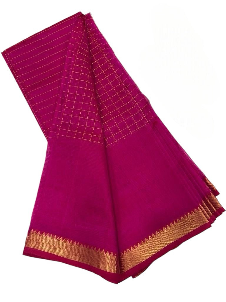 Rani pink checks saree