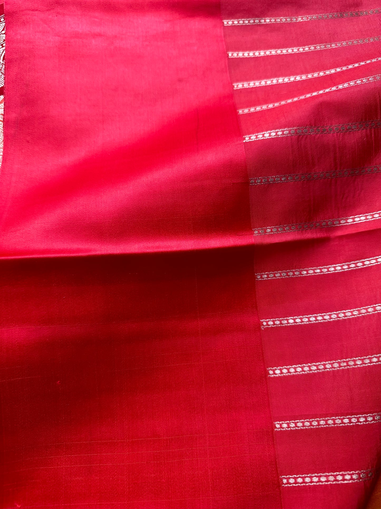 Orange-red pure Banarasi silk saree