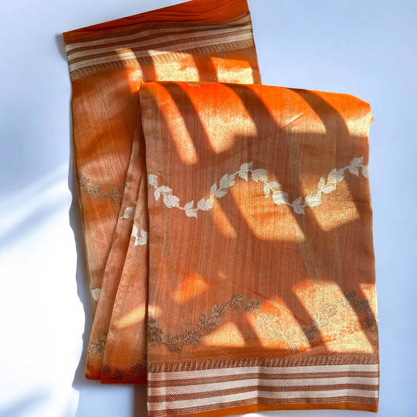 Orange pure tissue organza saree