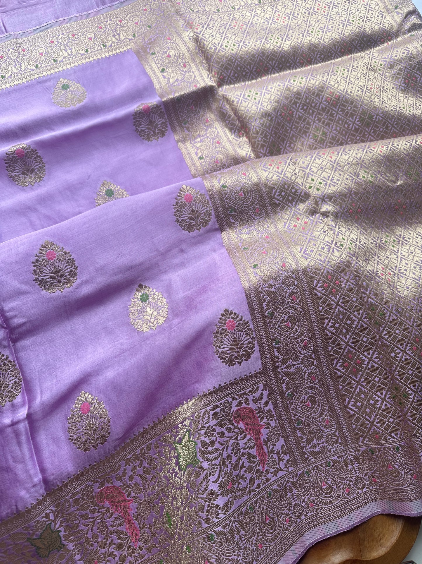 Lavender mashru satin silk saree