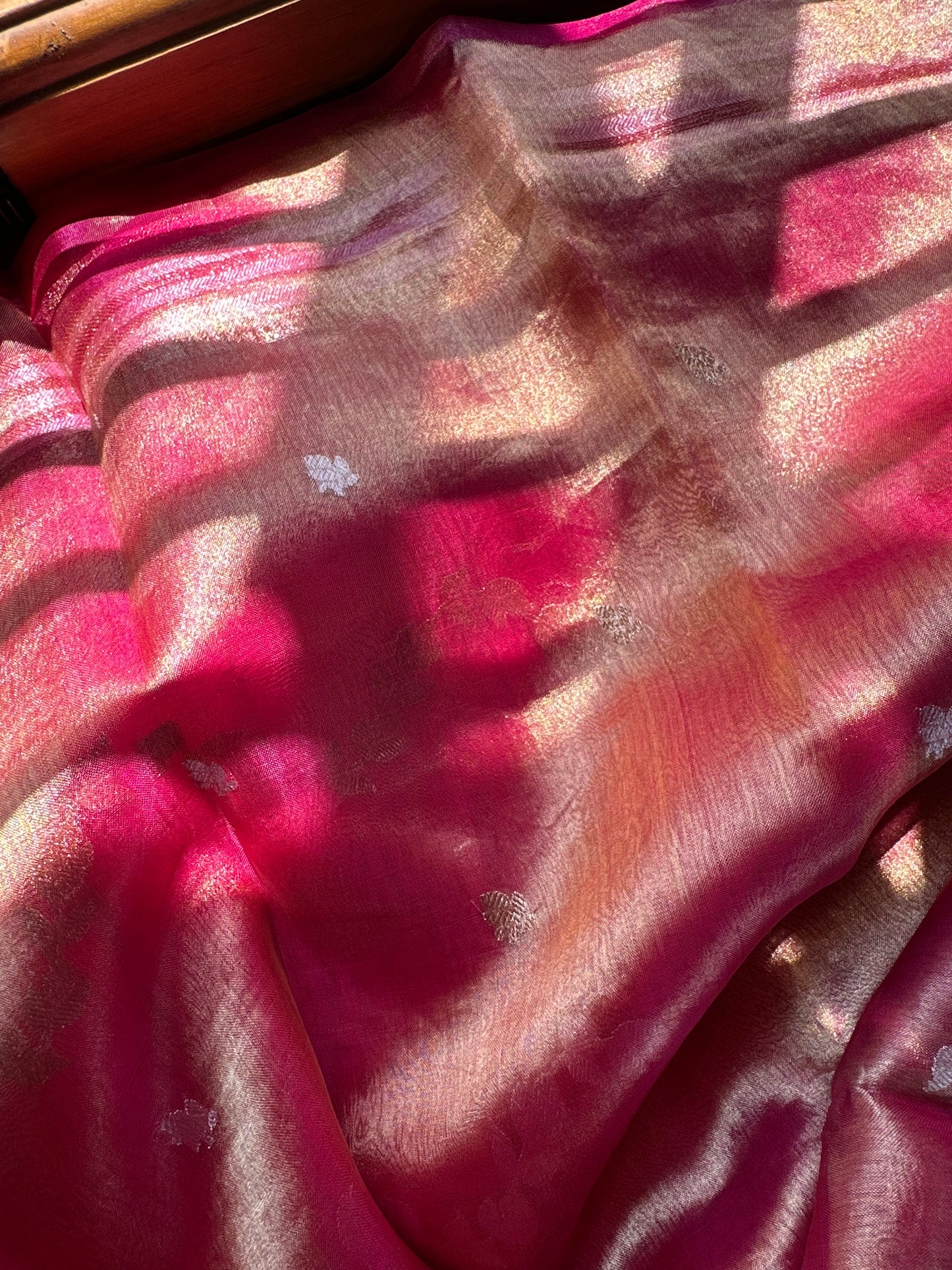 Pink pure tissue organza saree