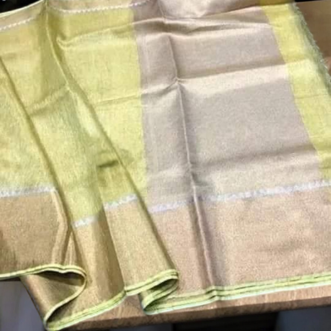 Mint green tissue linen saree