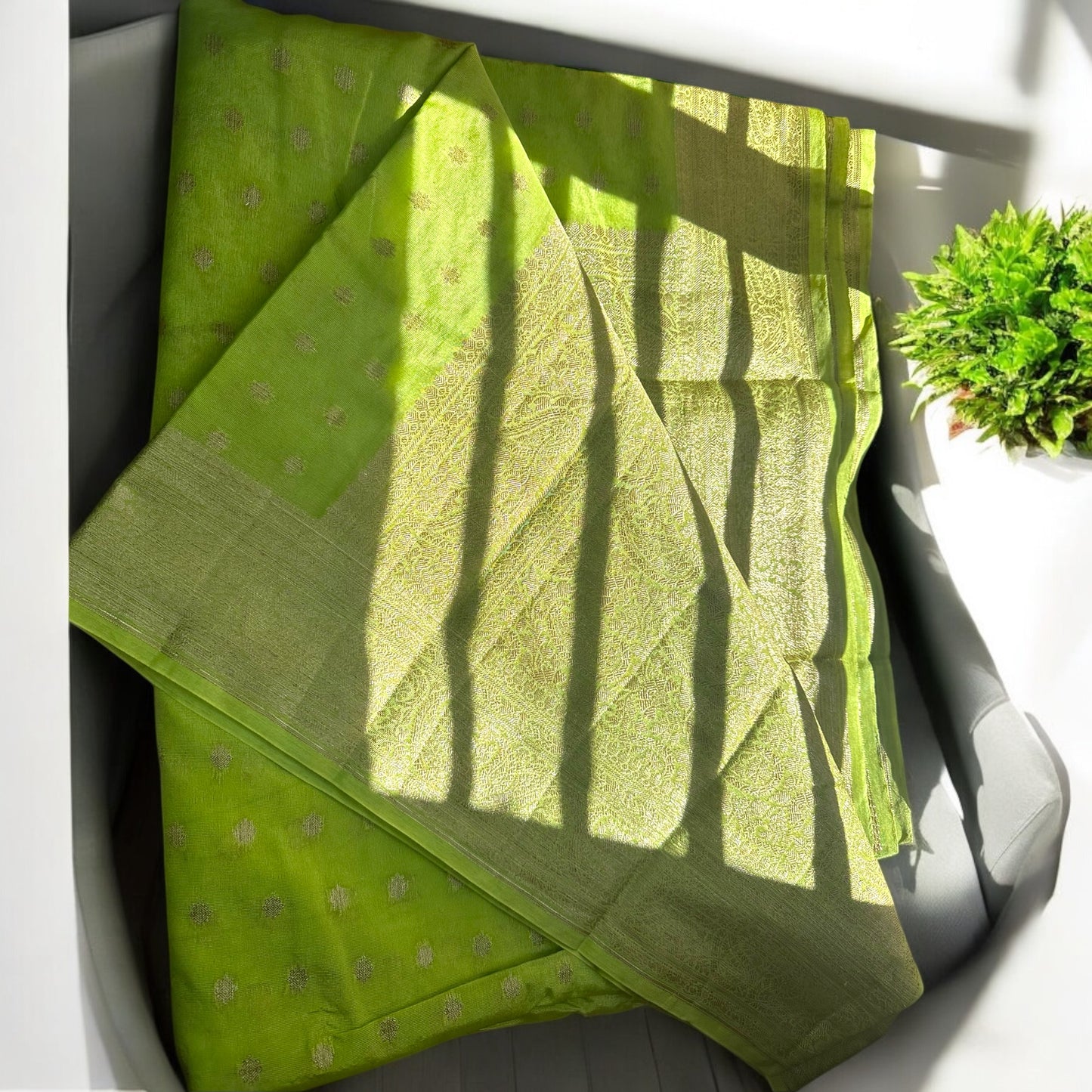 Parrot green netra crepe saree