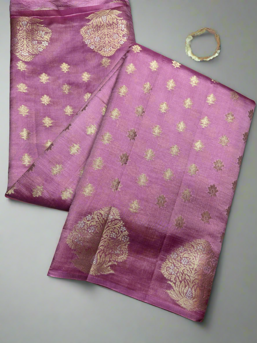 Pink Raw mango pure silk saree