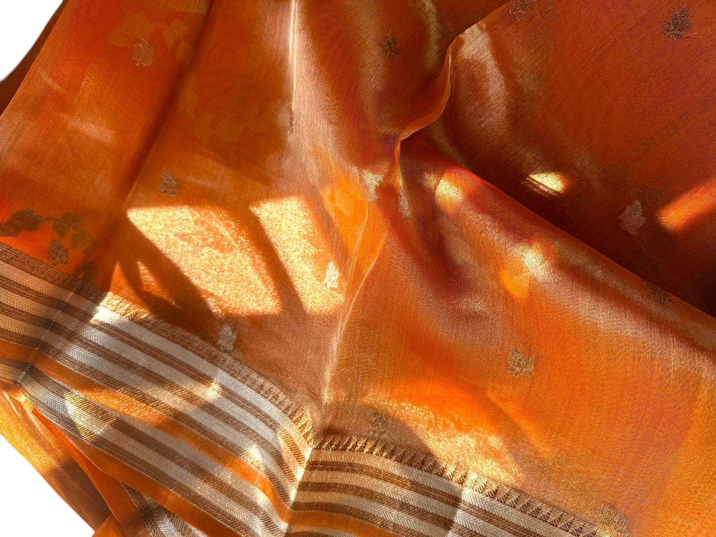 Orange pure tissue organza saree