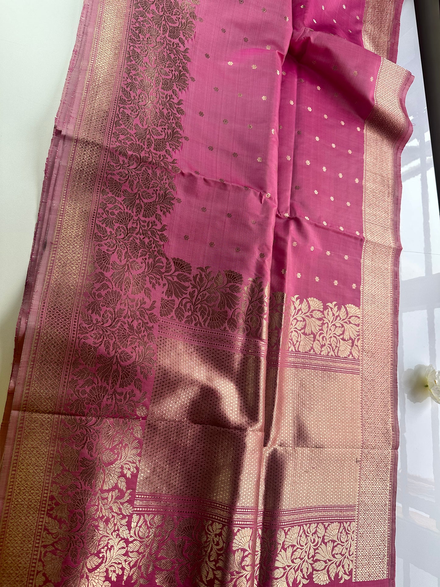 Pink pure Banarasi silk saree