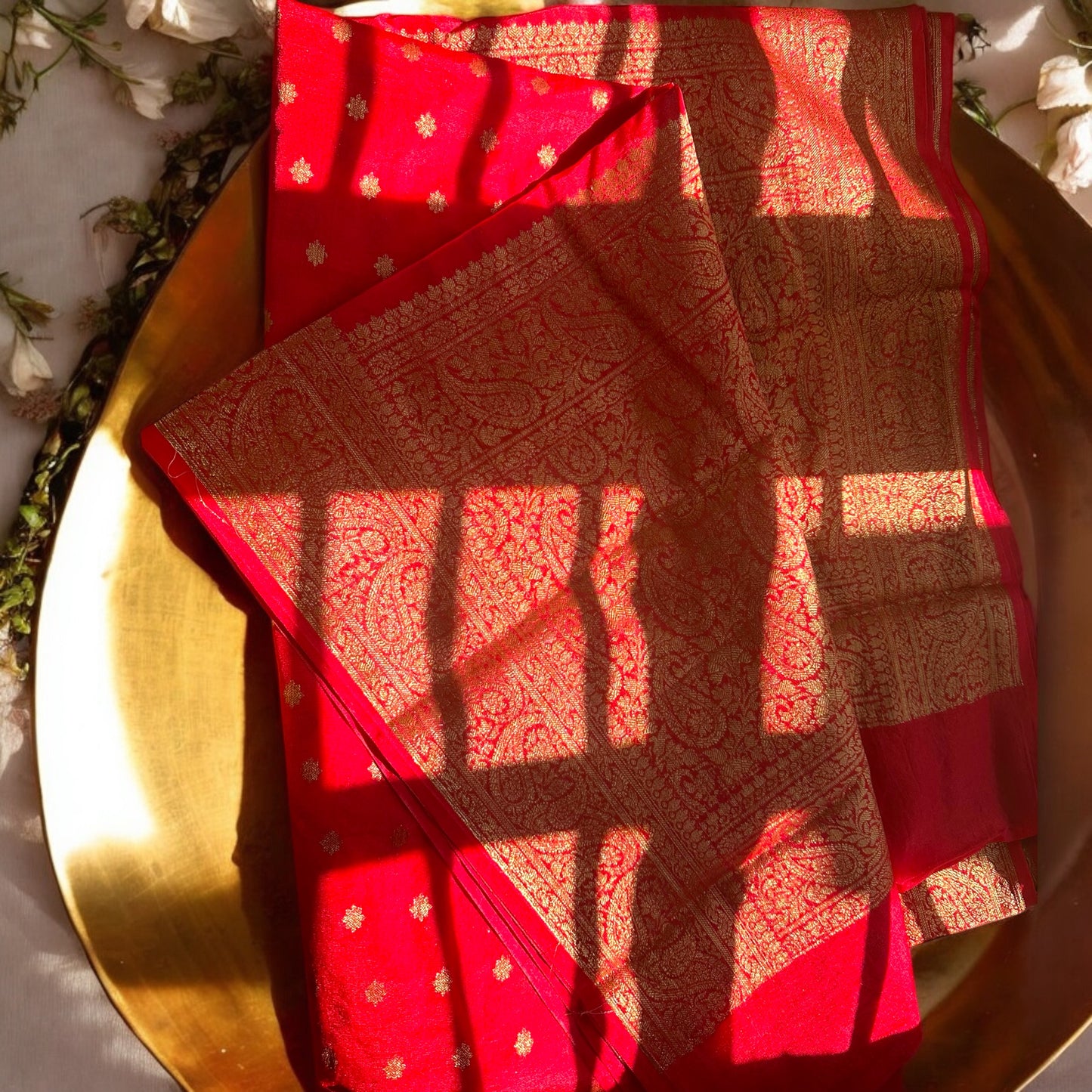 Red netra crepe saree