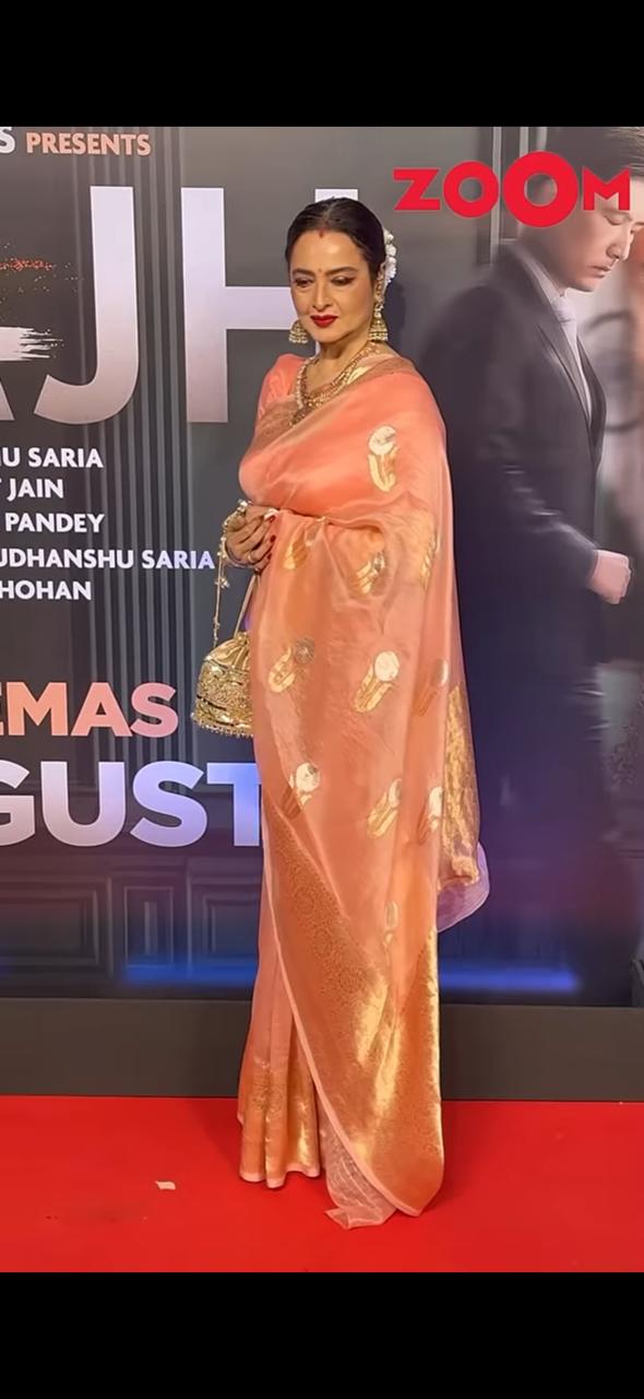 Peach rekha ji Pure organza silk saree