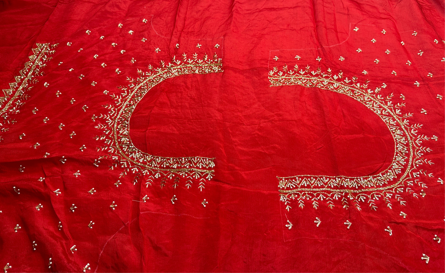 ORANGE - RED CREPE SAREE