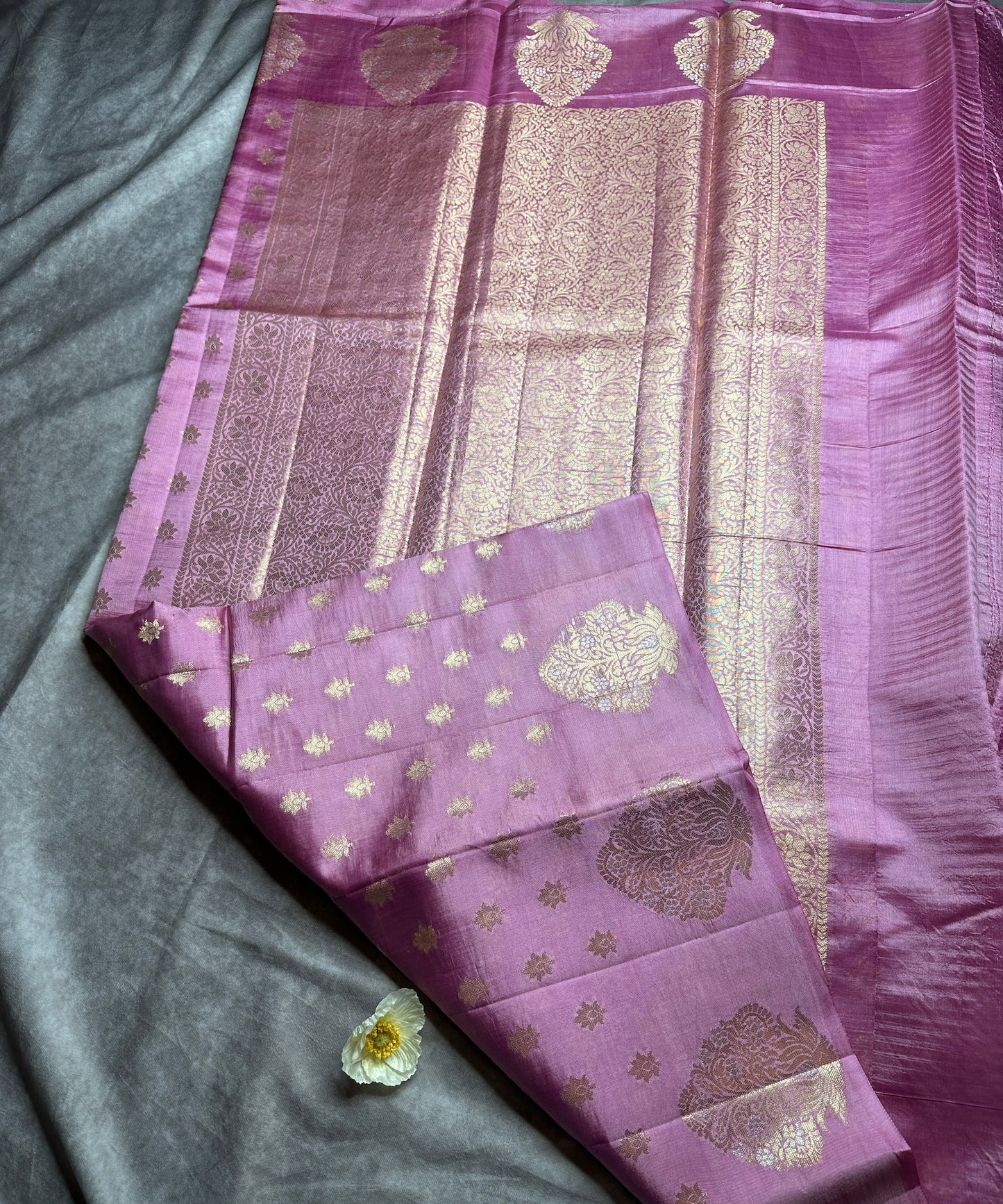Pink Raw mango pure silk saree