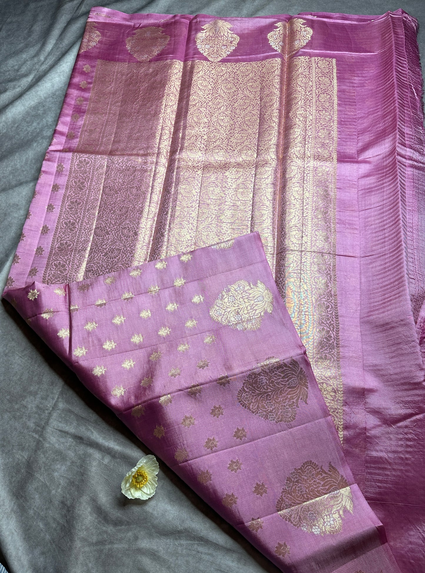 Pink Raw mango pure silk saree