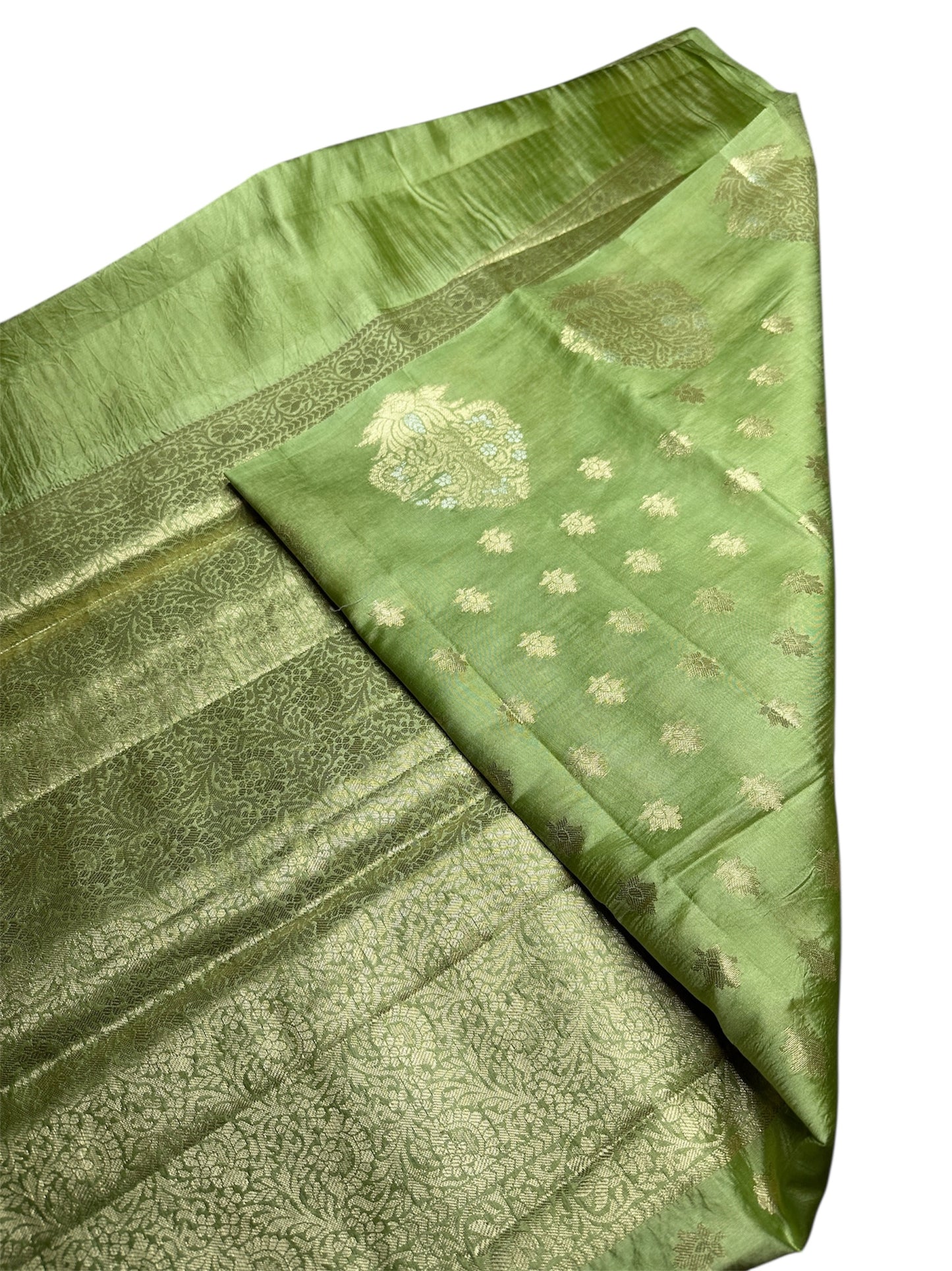 Pista green Raw mango pure silk saree